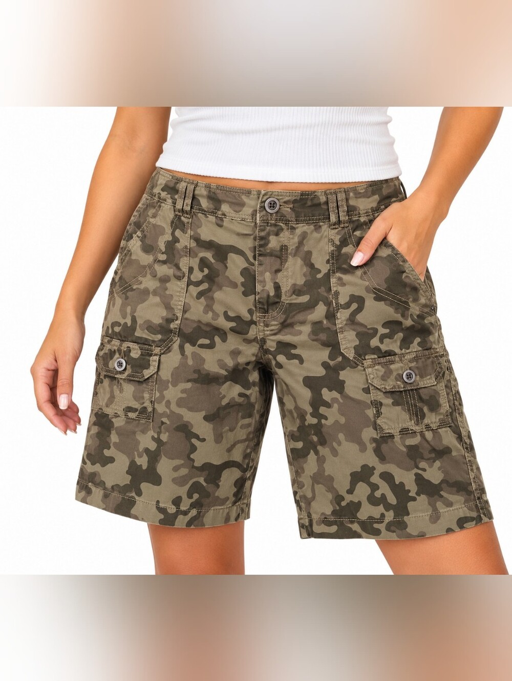 Faded Glory Camo Cargo Bermuda Shorts Size 14